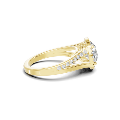 Exquisite Split Shank Ring 14K Yellow Gold