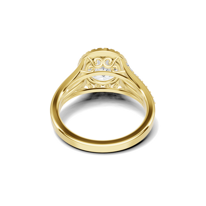 Exquisite Split Shank Ring 14K Yellow Gold