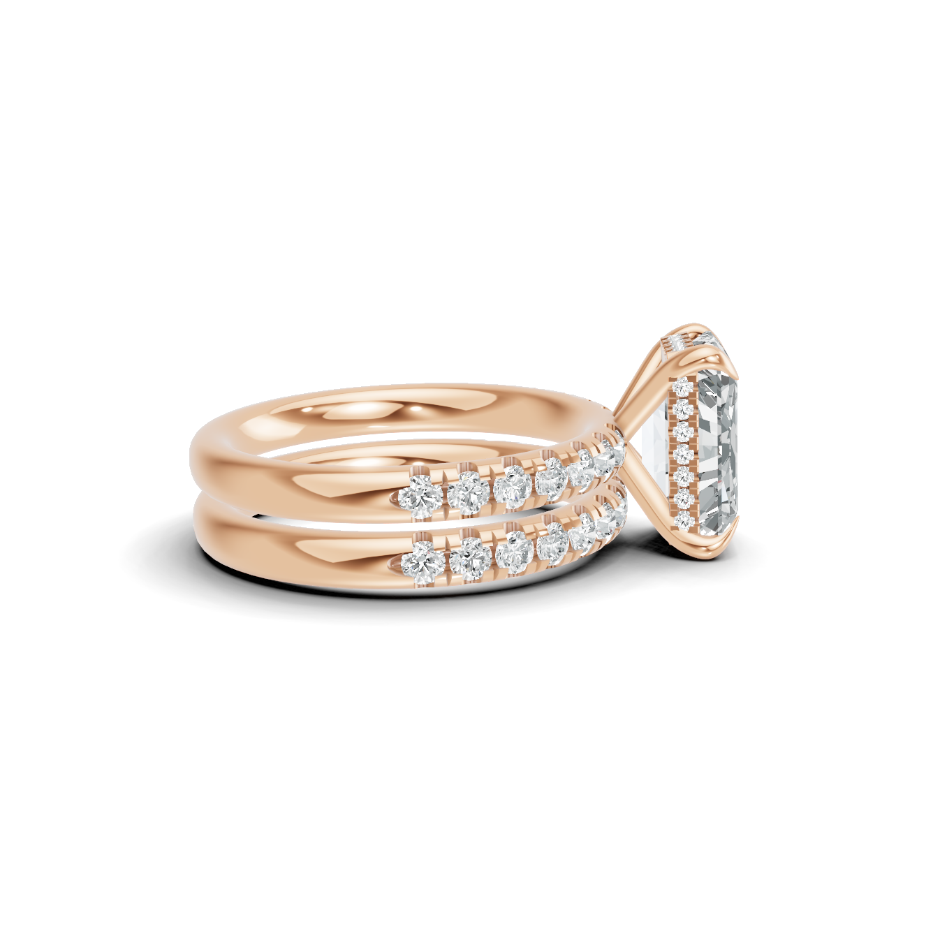 Pave Band Bridal Ring 14K Rose Gold