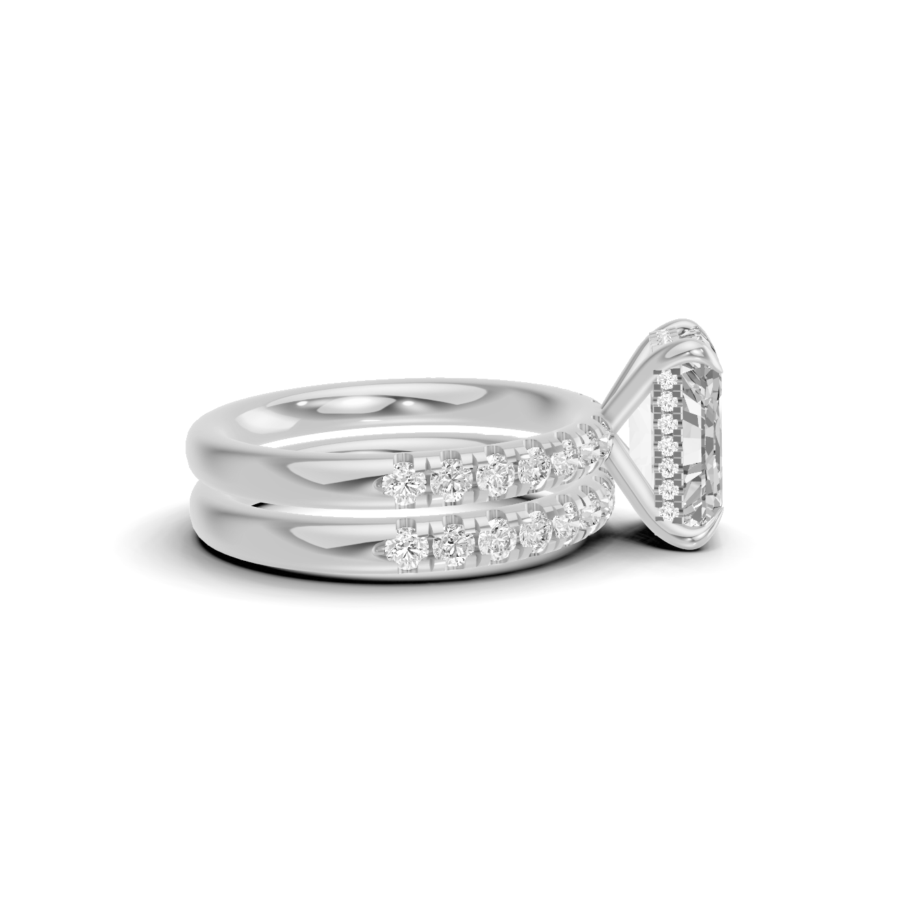 Pave Band Bridal Ring 14K White Gold