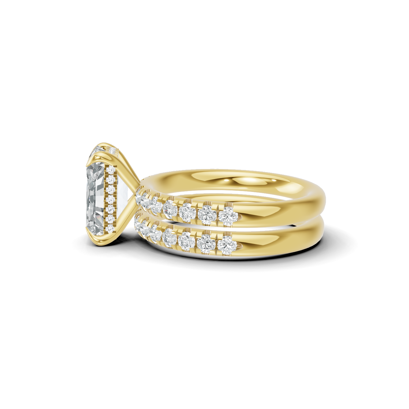 Pave Band Bridal Ring 14K Yellow Gold