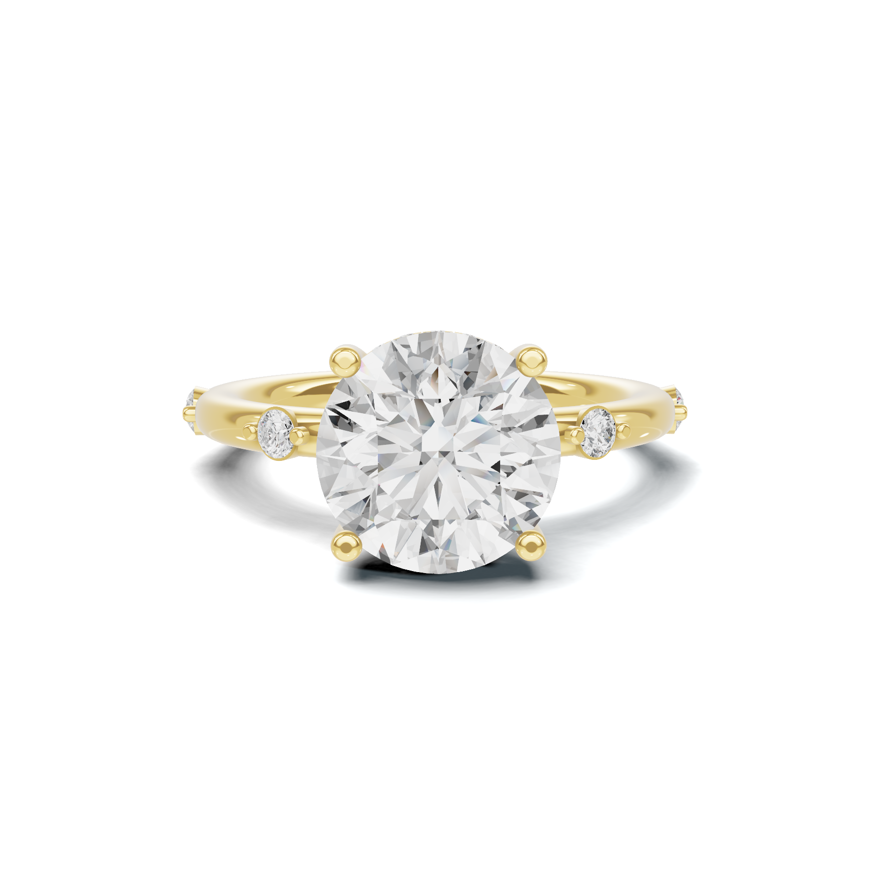Accented Solitaire Statement Ring 14K Yellow Gold