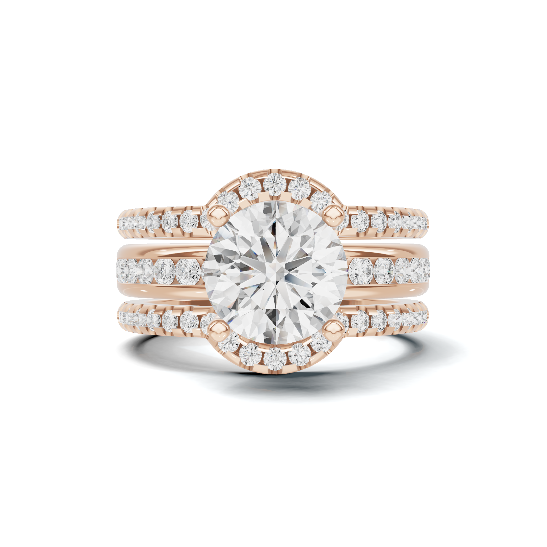 Pave Multi Band Ring 14K Rose Gold