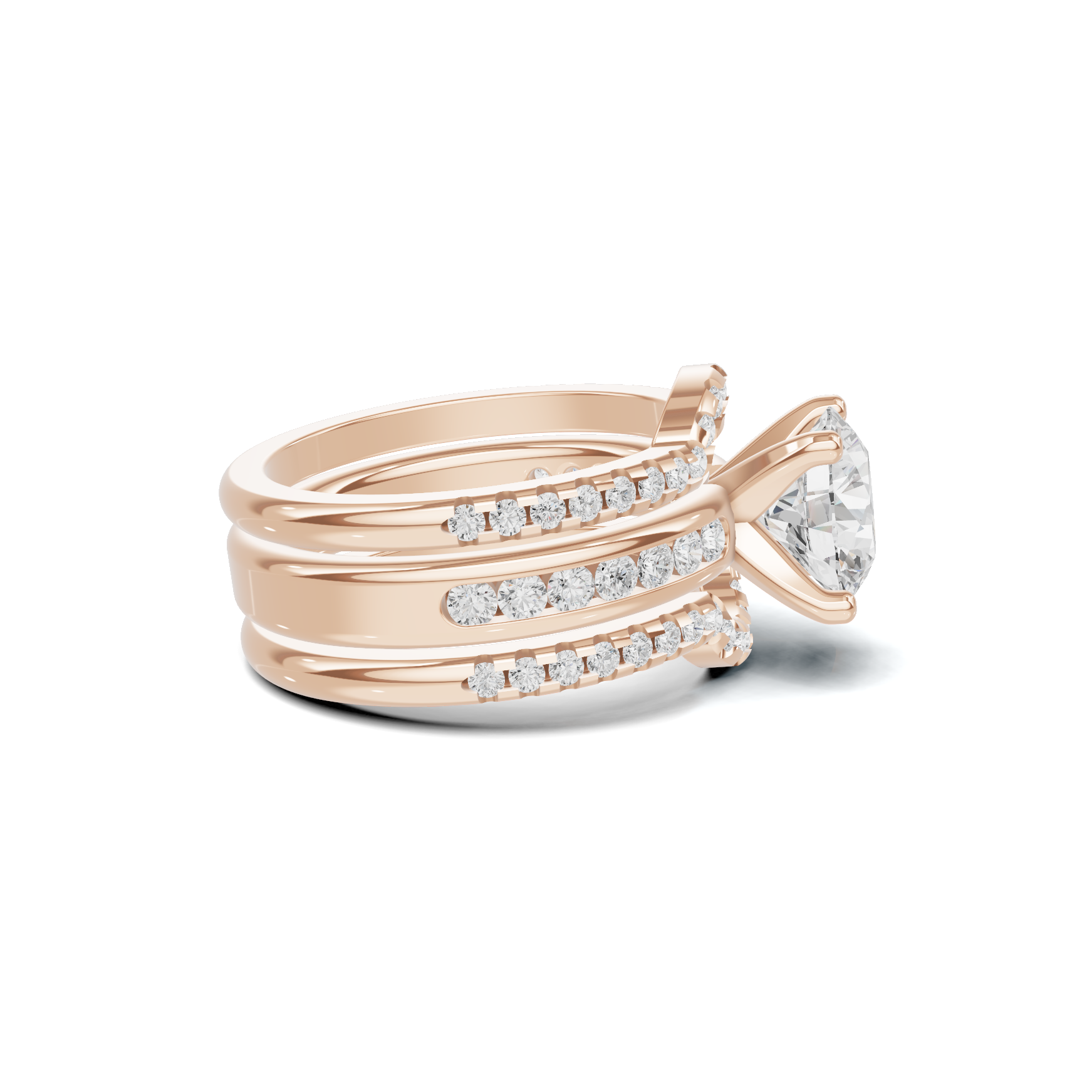 Pave Multi Band Ring 14K Rose Gold