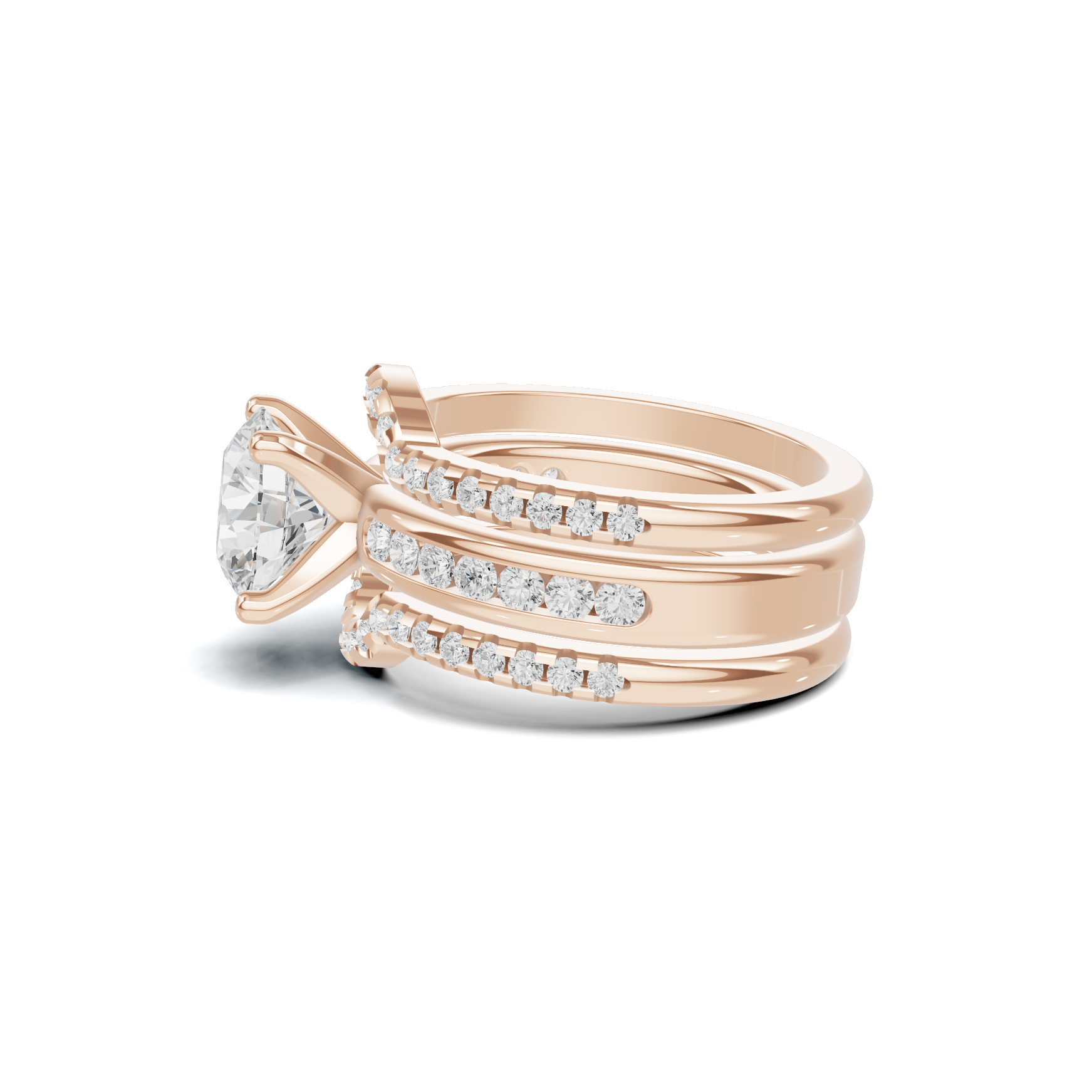 Pave Multi Band Ring 14K Rose Gold