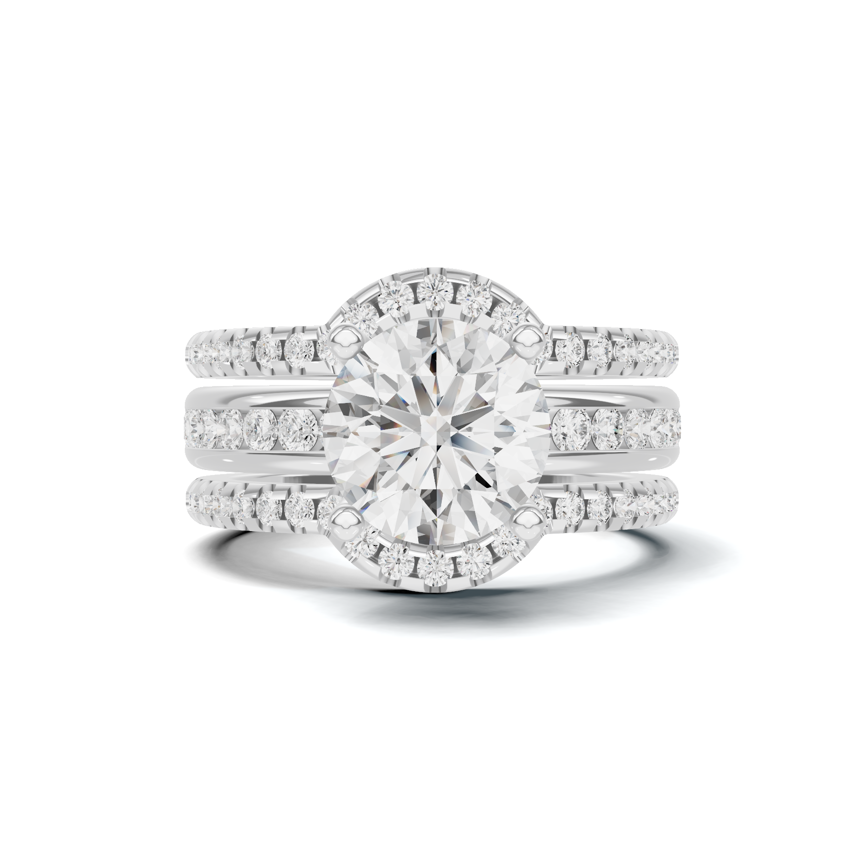 Pave Multi Band Ring 14K White Gold