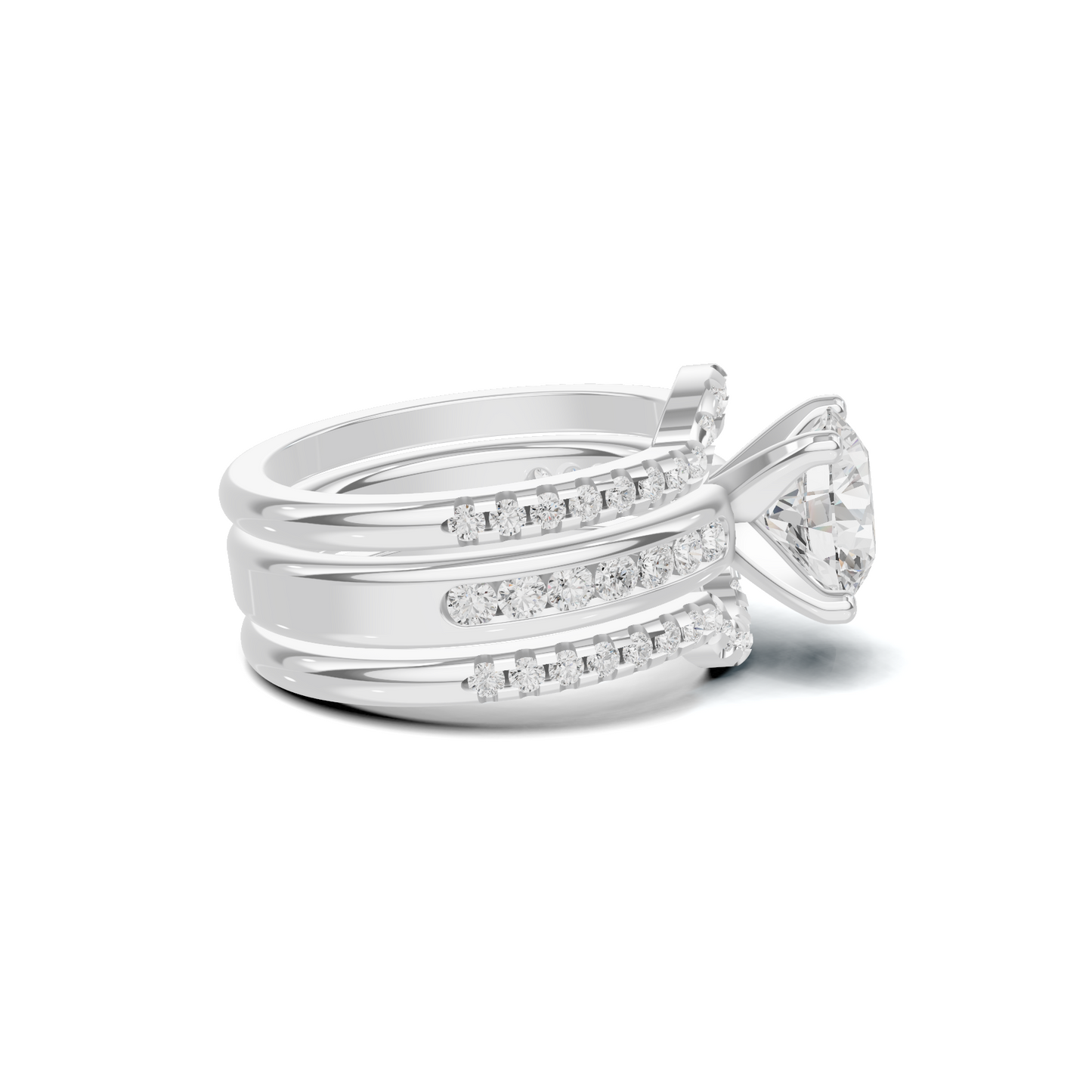 Pave Multi Band Ring 14K White Gold