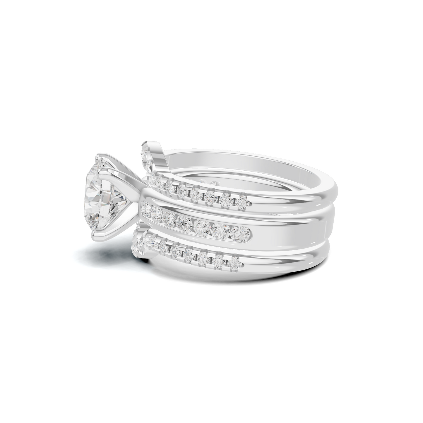 Pave Multi Band Ring 14K White Gold