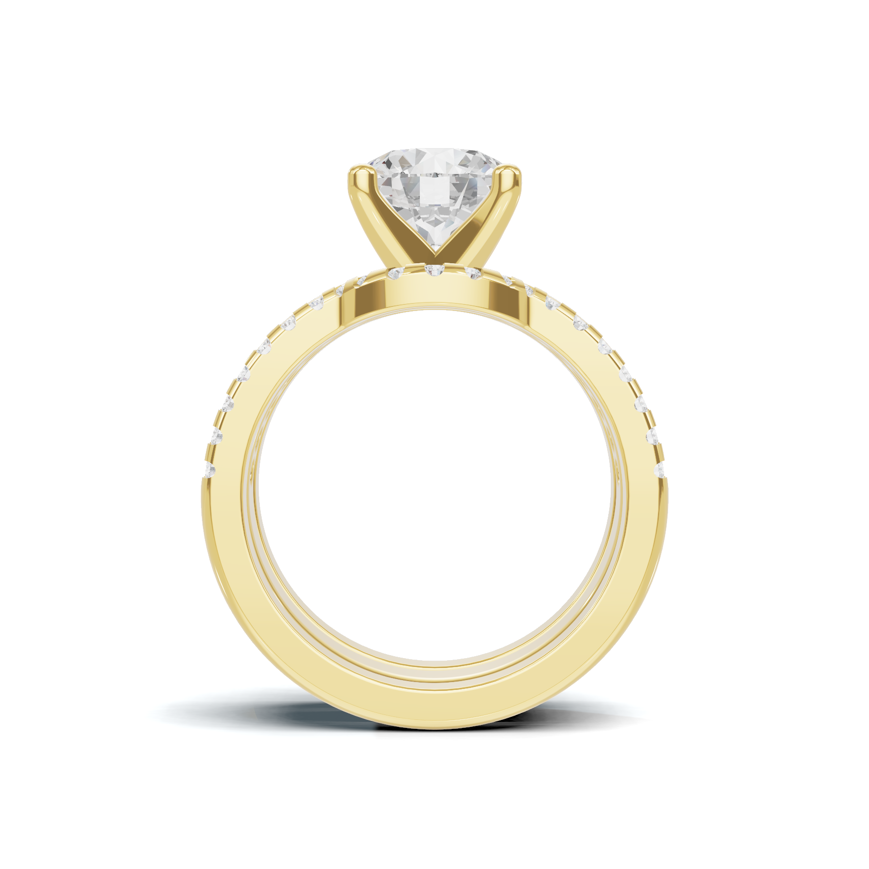 Pave Multi Band Ring 14K Yellow Gold