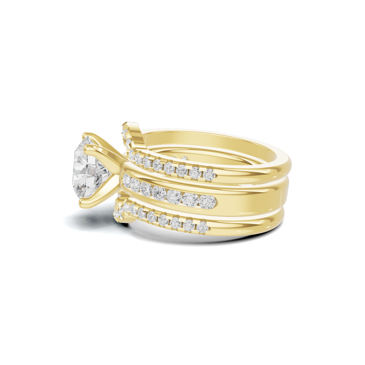 Pave Multi Band Ring 14K Yellow Gold