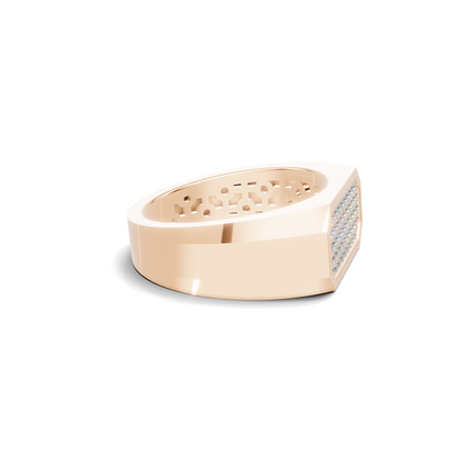 Pave Set Rectangular Ring 14K Rose Gold