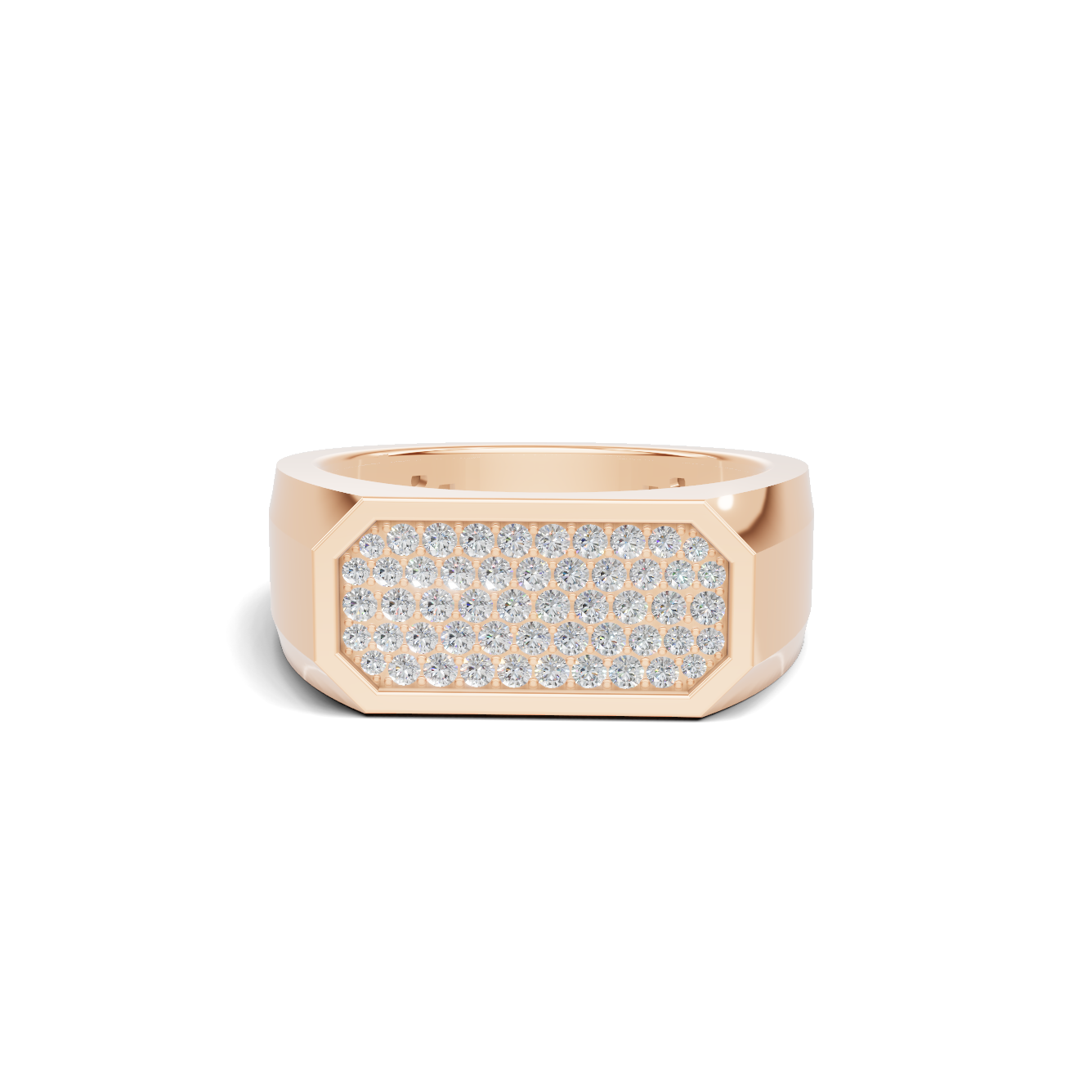 Pave Set Rectangular Ring 14K Rose Gold
