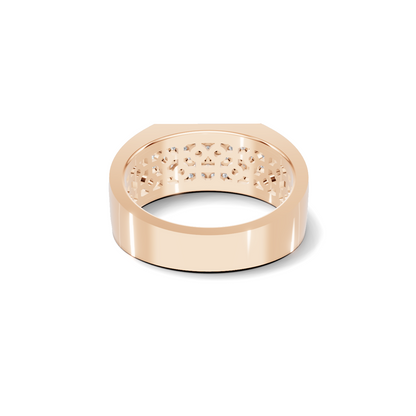 Pave Set Rectangular Ring 14K Rose Gold