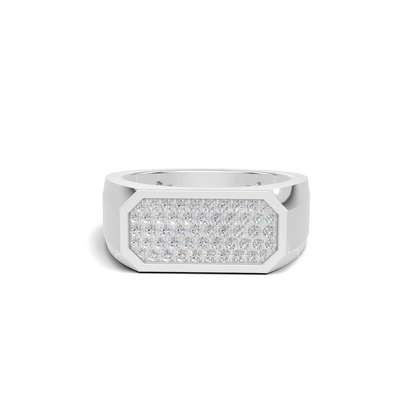 Pave Set Rectangular Ring 14K White Gold