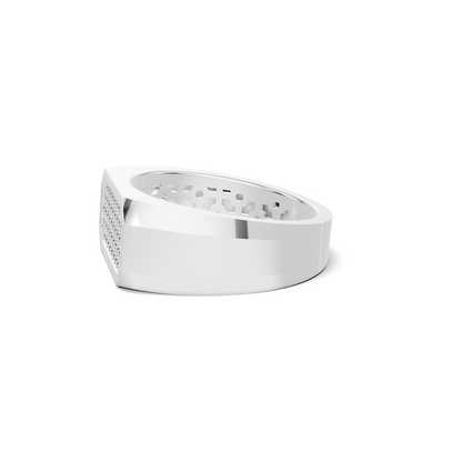 Pave Set Rectangular Ring 14K White Gold