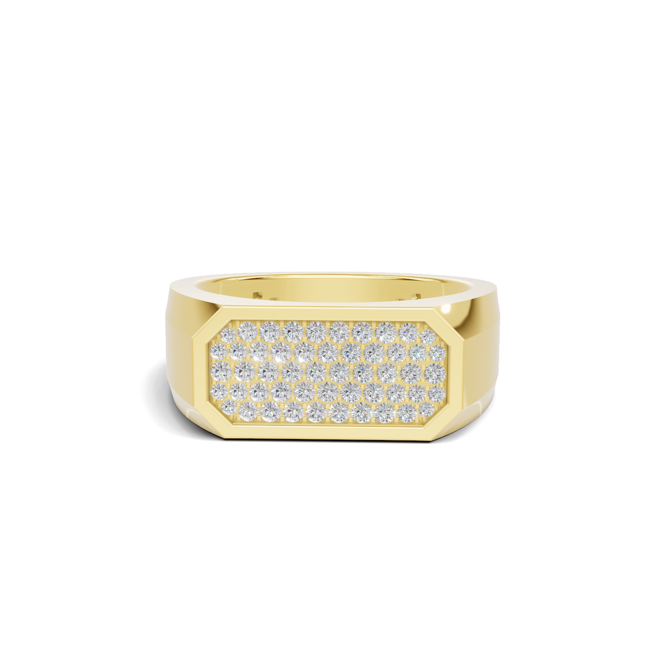 Pave Set Rectangular Ring 14K Yellow Gold