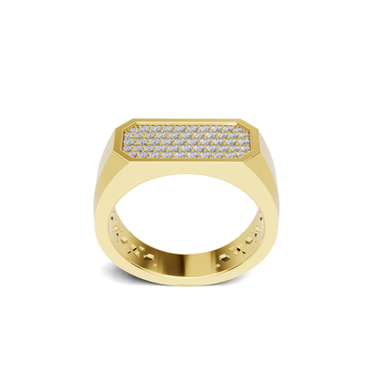 Pave Set Rectangular Ring 14K Yellow Gold