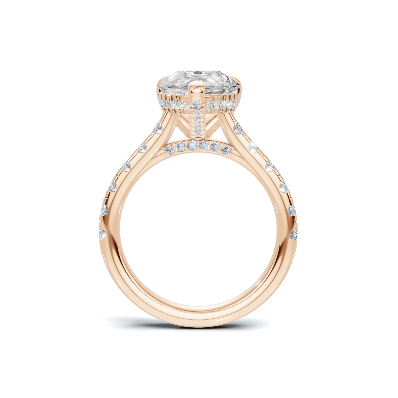Paved Halo Ring 14K Rose Gold