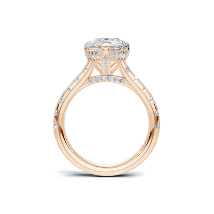 Paved Halo Ring 14K Rose Gold