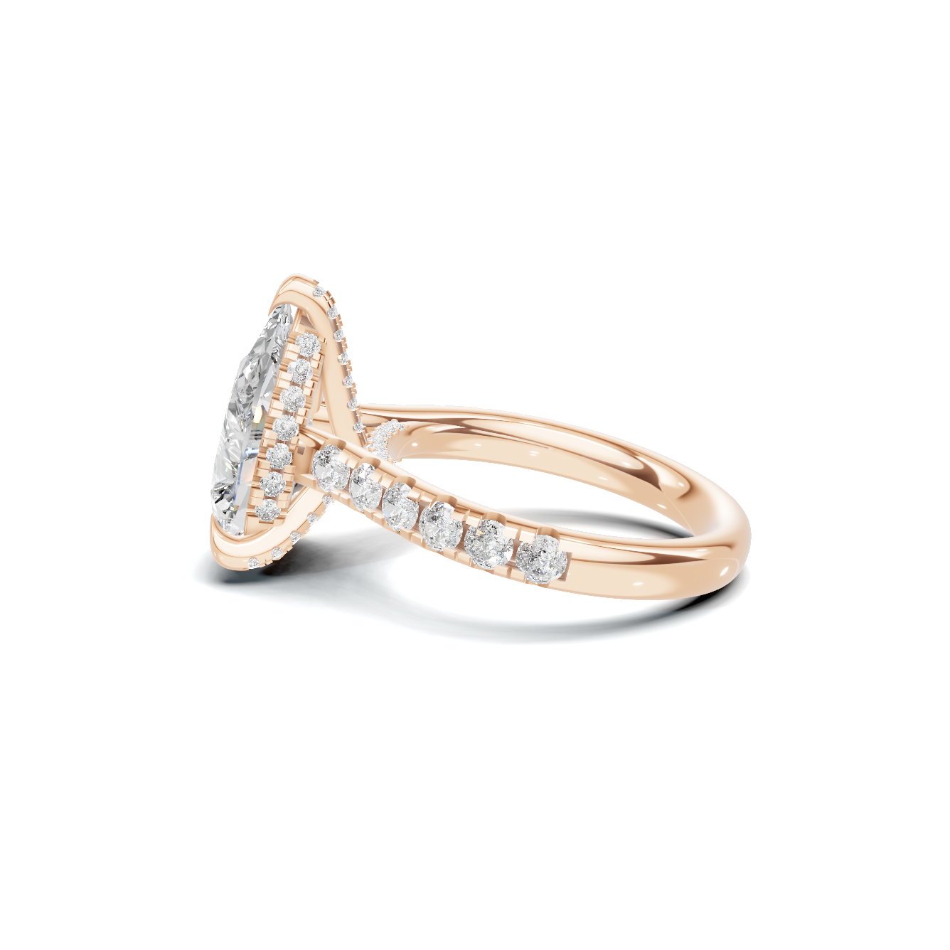 Paved Halo Ring 14K Rose Gold