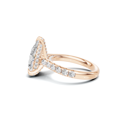 Paved Halo Ring 14K Rose Gold