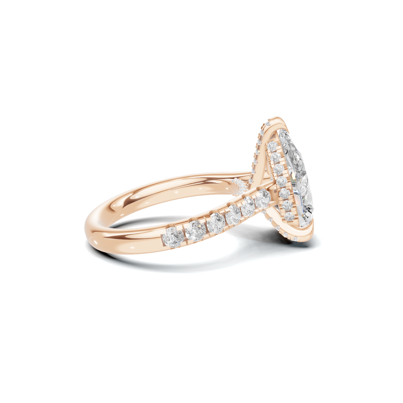 Paved Halo Ring 14K Rose Gold