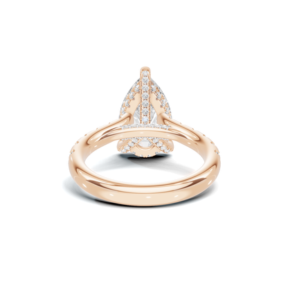 Paved Halo Ring 14K Rose Gold