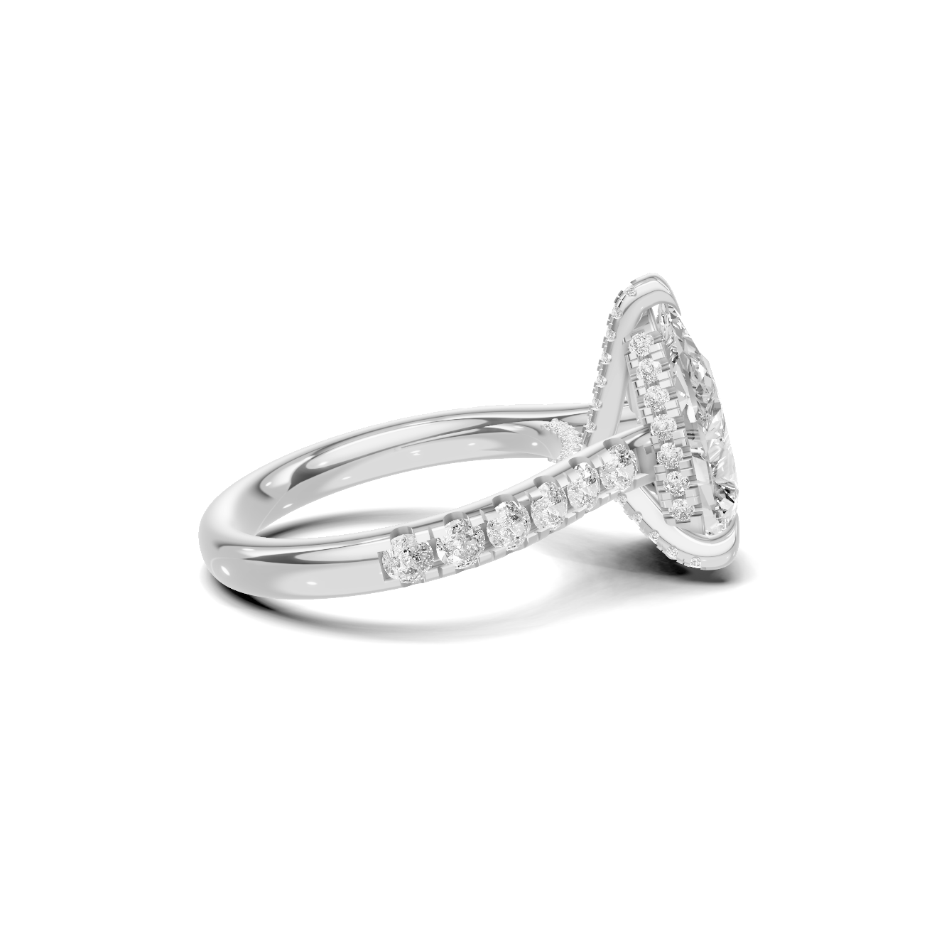 Paved Halo Ring 14K White Gold