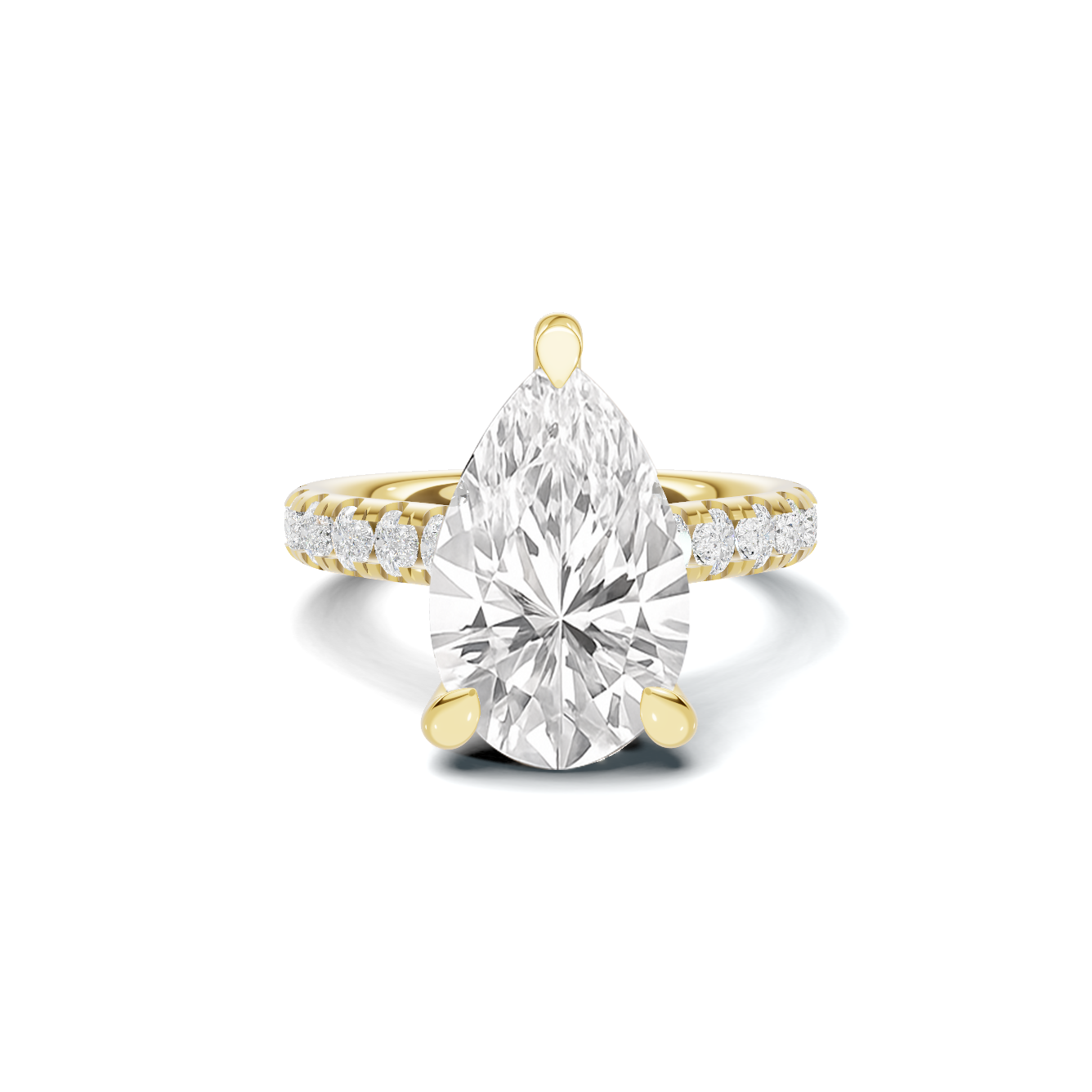 Paved Halo Ring 14K Yellow Gold