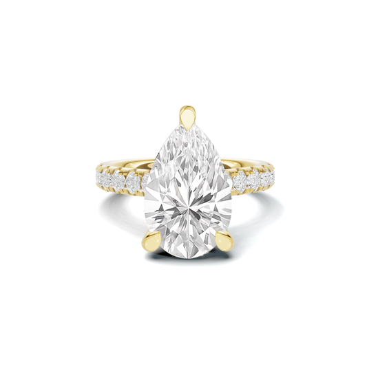 Paved Halo Ring 14K Yellow Gold