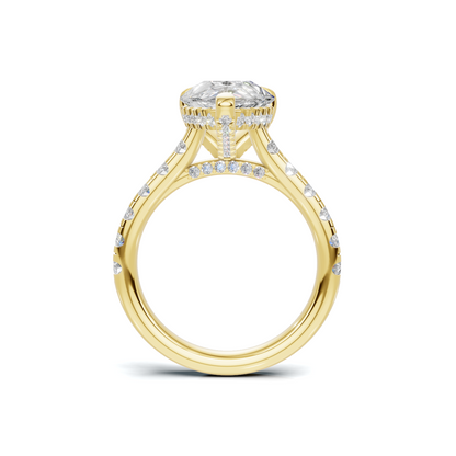 Paved Halo Ring 14K Yellow Gold