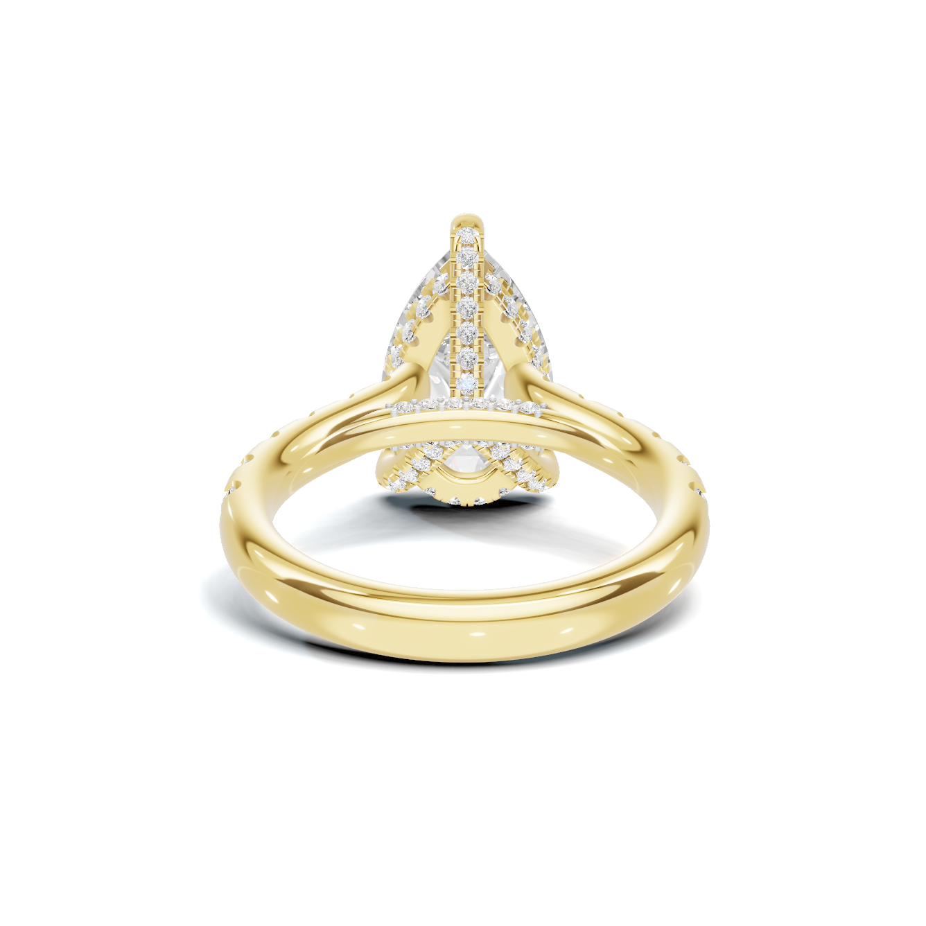 Paved Halo Ring 14K Yellow Gold