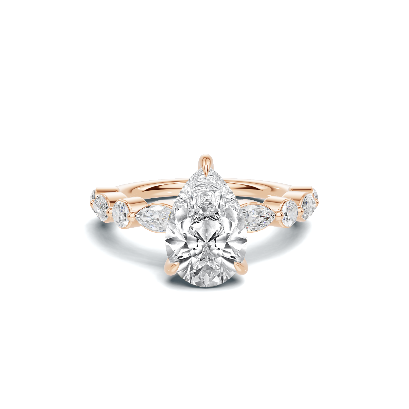 Exquisite Marquise Accented Ring 14K Rose Gold