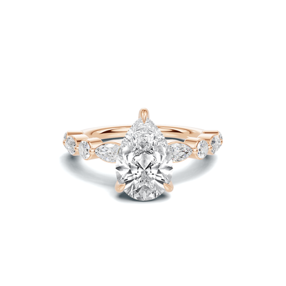 Exquisite Marquise Accented Ring 14K Rose Gold