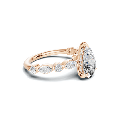 Exquisite Marquise Accented Ring 14K Rose Gold