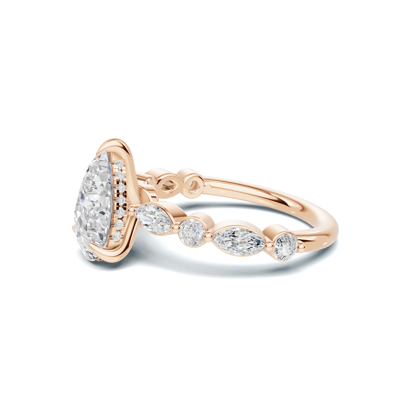 Exquisite Marquise Accented Ring 14K Rose Gold