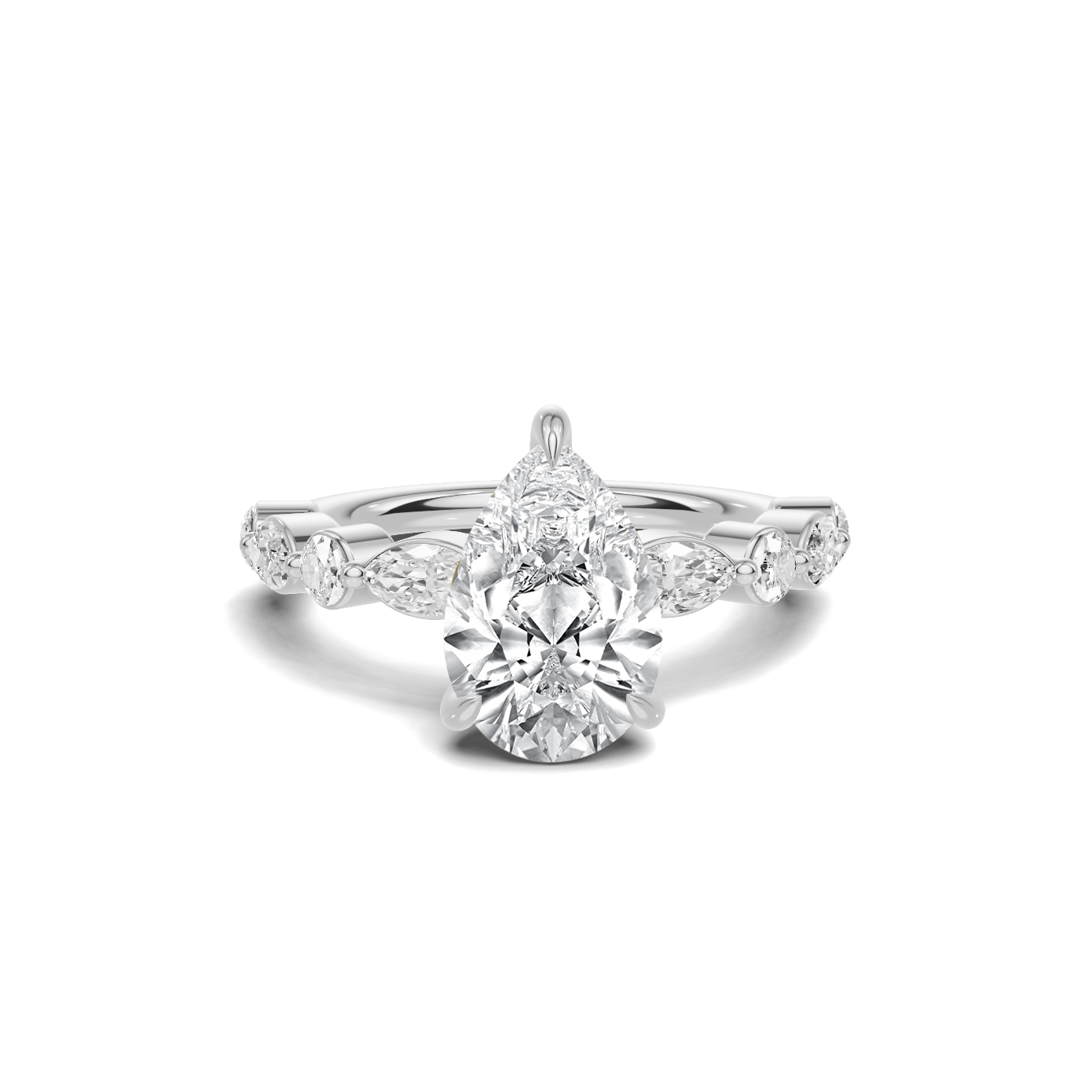 Exquisite Marquise Accented Ring 14K White Gold