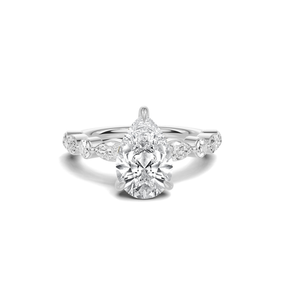 Exquisite Marquise Accented Ring 14K White Gold