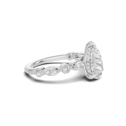 Exquisite Marquise Accented Ring 14K White Gold