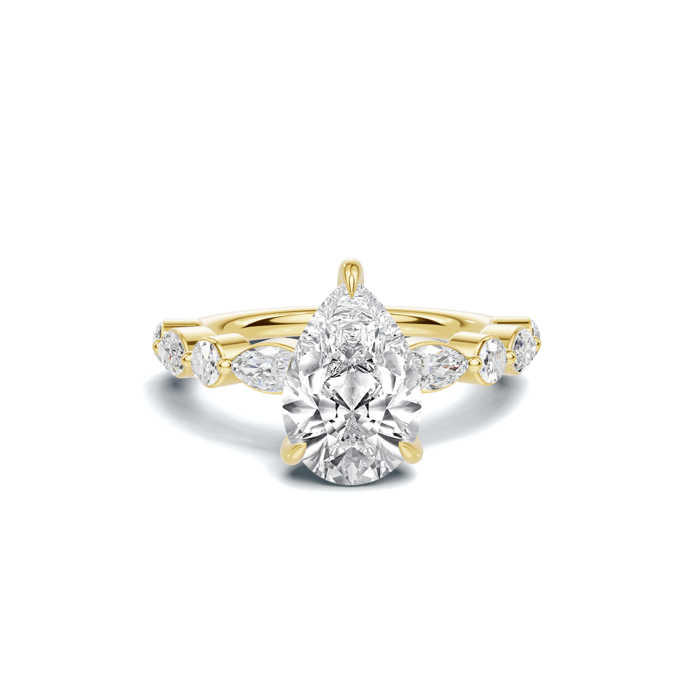 Exquisite Marquise Accented Ring 14K Yellow Gold