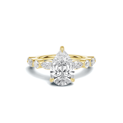 Exquisite Marquise Accented Ring 14K Yellow Gold