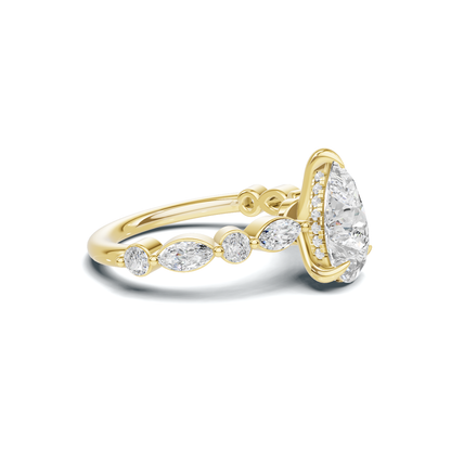 Exquisite Marquise Accented Ring 14K Yellow Gold