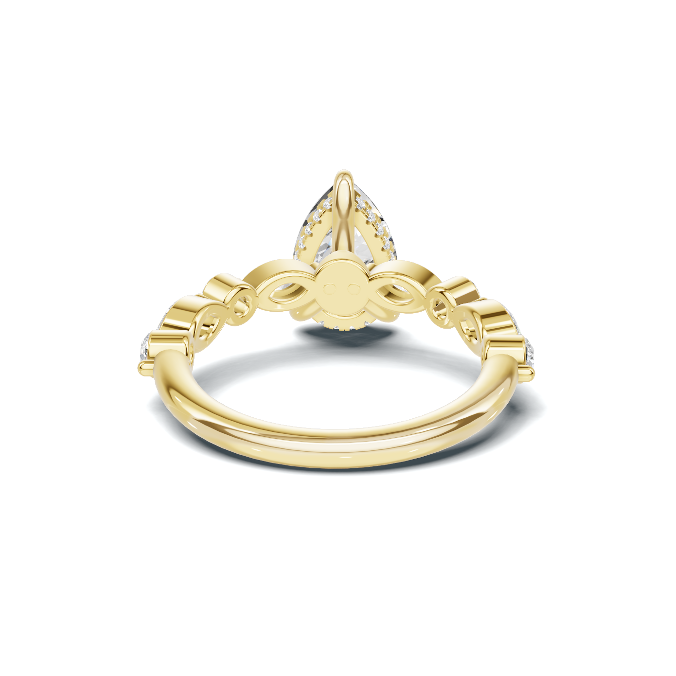 Exquisite Marquise Accented Ring 14K Yellow Gold