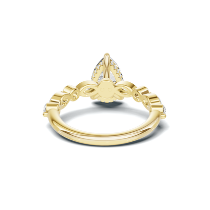 Exquisite Marquise Accented Ring 14K Yellow Gold