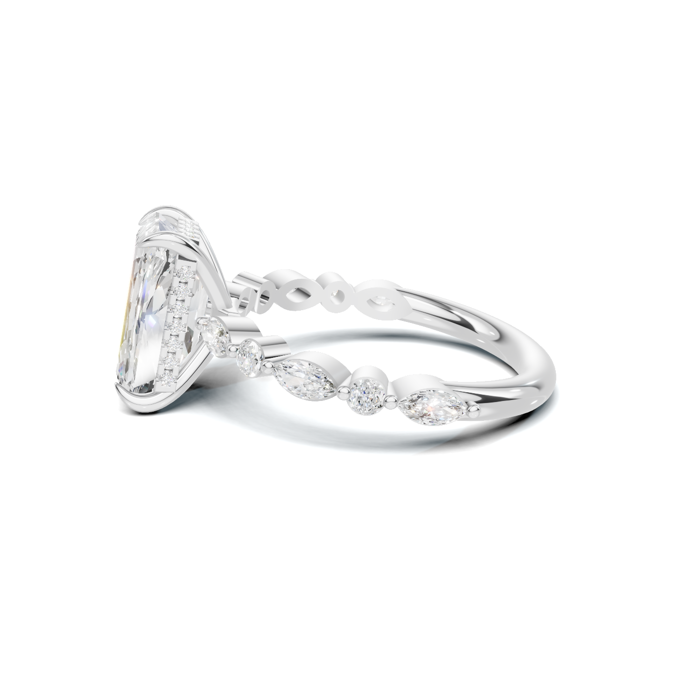 Exquisite Double Band Ring 14K White Gold
