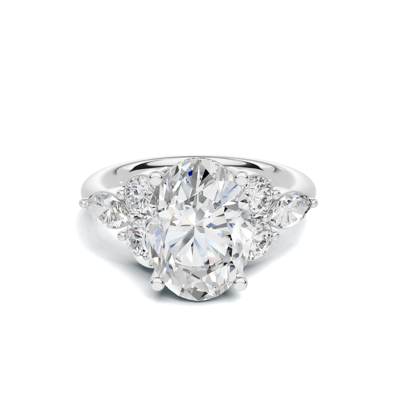Exquisite Leaf Accent Ring 14K White Gold