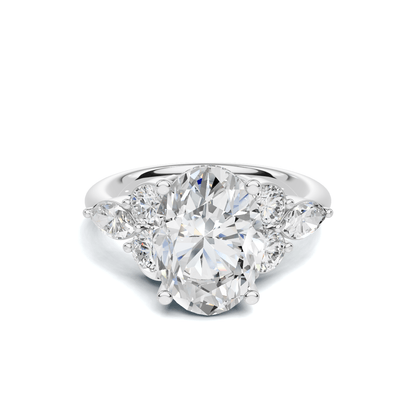 Exquisite Leaf Accent Ring 14K White Gold