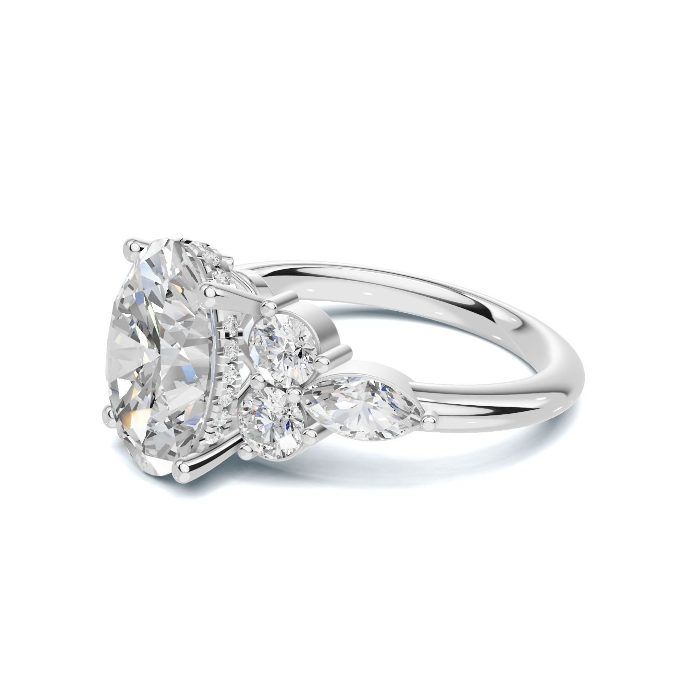 Exquisite Leaf Accent Ring 14K White Gold