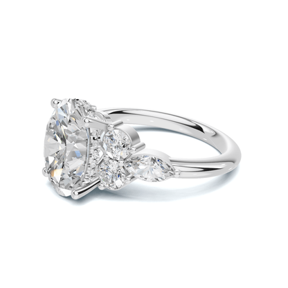 Exquisite Leaf Accent Ring 14K White Gold