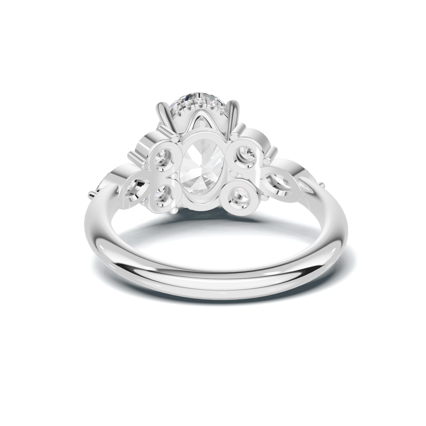 Exquisite Leaf Accent Ring 14K White Gold